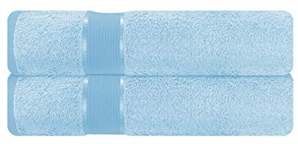 Mixibaby 2er Set Badetuch Badetücher Tücher 100cm x 150cm Frottee 100% Baumwolle 500g/qm, Farbe:Babyblau