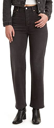 Levi's Women's Ribcage Straight Ankle Jeans, (New) Black Rinse, 28