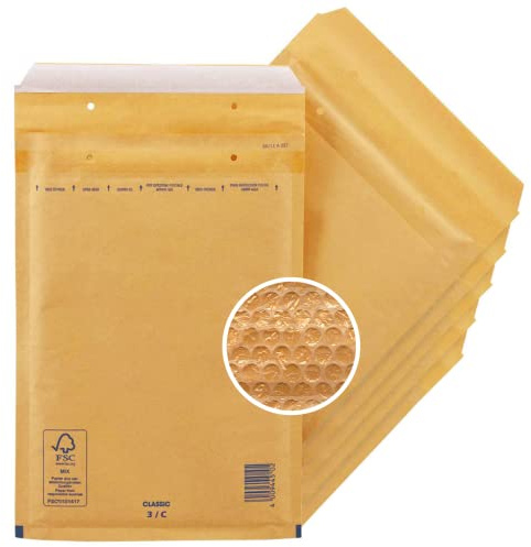50 buste per spedizioni con imbottitura ad aria, autoadesive, 3/C, adatte per DIN A5, riciclate 150 x 215 mm, antistrappo