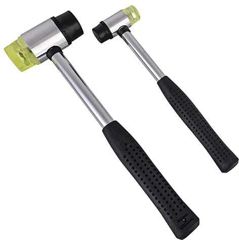 Aicharynic Marteau en caoutchouc à double tête - 22 mm + 35 mm - Maillet en plastique - Manche en tube d'acier avec poignée antidérapante - Pour bois, plastique, cuir et artisanat