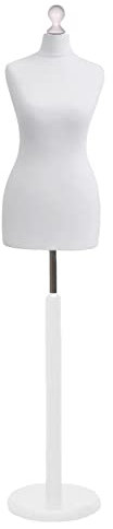 Display Guru Female Dressmaking Tailors Dummy Mannequin Bust Size 8/10 On White Wood Round Base With White Cover