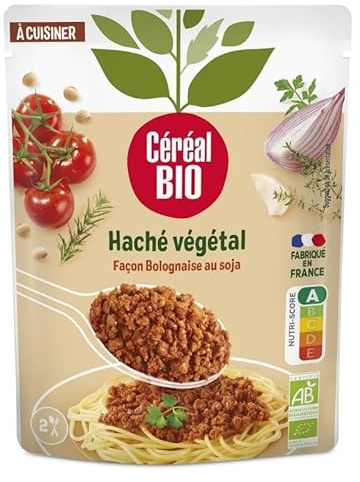 CEREAL BIO - Haché Végétal Bolognaise Soja 250G - Alternative Bio à la Viande - Riche en Protéines et en Fibres - Idéal pour les Plats de Pâtes et - Lot De 4 - Vendu Par Lot