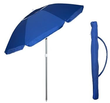 VIRSUS Ombrellone da Spiaggia con Cupola Antivento 985, Diametro 200 cm, 8 Stecche in Fibra Vetro, Tessuto Poliestere 440gr, Asta da 32 mm e Snodo, Ombrello Mare con Sacca Tracolla (Blu)