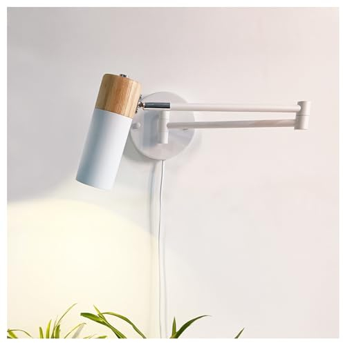 YNDD E27 Wandleuchte mit Schwenkarm,Dimmbar Wandlampe,3 Farben Metall Wandbeleuchtung Innen,Lndustrielle/vintage Wandstrahler,Mit Schalter Kabel Und Euro Stecker,für Schlafzimmer Arbeit Büro Hotel