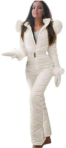Combinaison de Ski pour Femme Une Pièce Combinaison de Neige Chaude Combinaison de Ski Hiver Imperméable Jumpsuit Veste de Snowboard Longue Combinaison de Ski pour Sports Neige en Plein Air