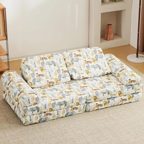 jela Kindersofa Spielsofa, Kindersofa aus Schaumstoff Bausteine Kindercouch Fancy Spielsofa einen aufregenden Indoor-Spielplatz für das Kinderzimmer (71x144x75, LEOMAT)