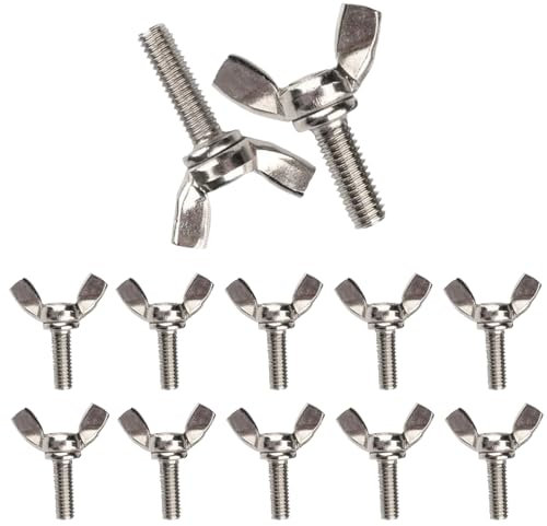M6x30mm Butterfly Wing Screws,10PCS 304 Stainless Steel Wing Nuts Bolts,Heavy Duty Hand Twist Tighten Fasteners for DIY Fix Hardware