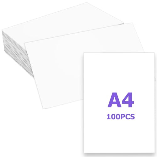 PRITOK Papier cartonné blanc : 100 feuilles de papier cartonné blanc A4 250 g, papier épais, 210 x 297 mm, carton de bricolage pour photographie, présentations, invitations, cartes de menu, mariage,
