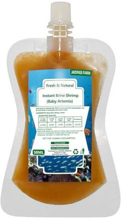 JADINGSFARM Brine Shrimp Fish Food, Ready to Use Aquarium Fish Food, Non-Living Instant Baby brine Shrimp, Food for Betta Saltwater Marine Freshwater Fish, Reef Aquariums, Corals, Axolotl,Jelly