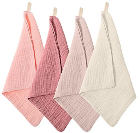 Qianyu 4 paños suaves para la cara, toallitas desmaquillantes muselinas, toallas faciales absorbentes, limpieza diaria, viajes, para mujeres y hombres