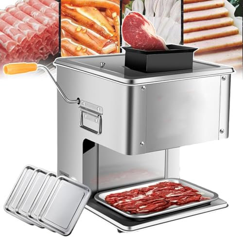 LLHTTDMBDFC Cortadora De Fiambre, Cortafiambres, Cortadora de Carne de Acero Inoxidable, cortadora de Carne eléctrica, cortadora de Verduras for Cerdo Deshuesado, Ternera, Cordero y encurtidos(5mm)