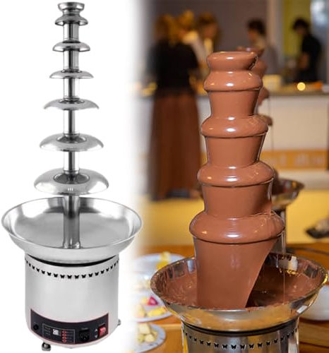 Elektrisk chokladfonduefontänmaskin, chokladfontän i rostfritt stål, chokladfonduefontänmaskin, varm choklad, smör, perfekt för fester,7tiers