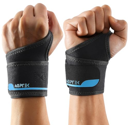 AGPTEK Orthèse Poignet x2, Maintien Poignet Soutien Respirant Pour Syndrome Du Canal Carpien, Arthrose Légère, Tendinite Et Entorse, Support De Bandage Pour Sport, Travail Et Sommeil, Noir
