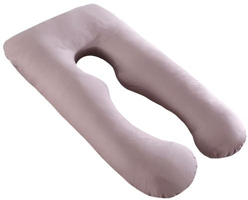 Oemmie Cojín Embarazada, Cojín de Lactancia Bebé, Almohada Embarazada para Dormir, Cojín de Maternidad en Forma de U, Cojín para el Cuerpo, 140 x 80 cm, Gris