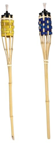GALPADA 2 Piezas Antorchas de Bambú para Jardín Luz Decorativa Exterior Fiesta Camping Resistente al Colores Aleatorios Color Aleatorio