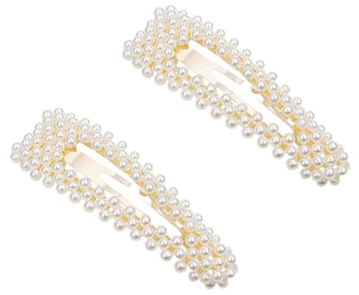 Pearl Hair Clip - ShiningUU 2-Pack 3.3cm Large Snap Barrettes for Women, Girls & Children | Elegant Hair Accessories for Daily Styling, Parties & Weddings