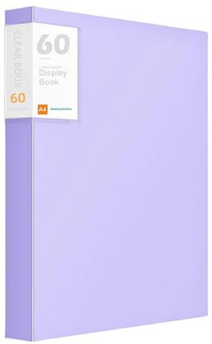 Binder with Plastic Sleeves 60 Pockets Display 120 Pages Book, Art Portfolio Folder with Clear Sheet Protectors, Presentation Book for Artwork, Document Certificate Organizer, Purple