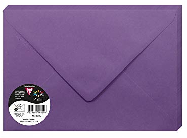 Clairefontaine 5602C - Packung mit 20 Umschläge Pollen, Format C5 16,2x22,9cm, 120g, Lila, ideal für Ihre Einladungen und Korrespondenz, 1 Pack