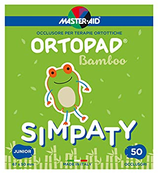 MASTER AID Ortopad Simpaty Junior - Cerotti Colorati Oculari per Bambini - Cerotto Occlusore Occhio Bambini per il Trattamento di Occhio Pigro e Strabismo - 1 Confezione da 50 Pezzi - 6,7 x 5 cm