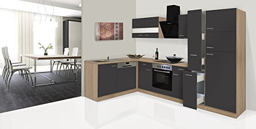 Küche Küchenzeile Küchenblock Winkelküche Eiche Grau Merle 310 x172 cm Respekta