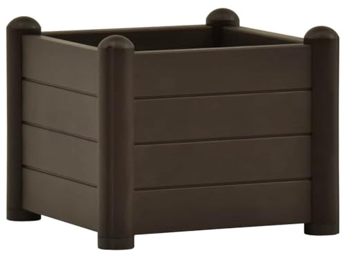 vidaXL Garten Hochbeet Blumenkasten Pflanzkasten Gemüsebeet Kräuterbeet Frühbeet Pflanzbeet Blumenkübel Pflanzkübel PP Mokka 43x43x35cm