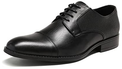 Bruno Marc Scarpe Eleganti Uomo Oxford in Pelle Stringate Derby Basse Vintage Elegante, Nero, Size 39 EU