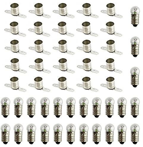 InputMakers - 25 portalampada e10 + 25 lampadine e10 da 3,8 V 0,3 A. Kit Elettrico per Scuola Media e Scolastico, Kit Elettronica per Bambini.