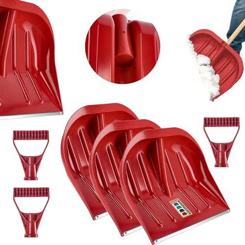 Cablaggio di neve di Kadax, 44,5 x 38,5 cm, pala della neve senza stelo, pupazzo di neve con un bordo di foglio di zinco, pala di plastica, pala della neve (3, rosso)