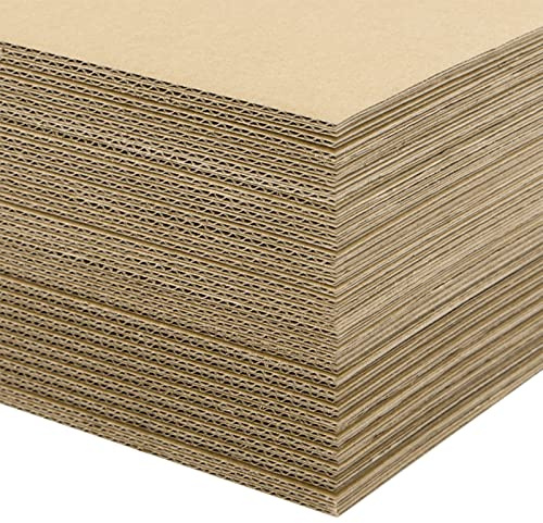 Golden State Art, 50 Pack 9x12 Corrugated Cardboard Sheet Flat cardboard Pads Inserts, 1/16 Thick, Great for Crafts, Mailing, Packaging (Kraft Brown)
