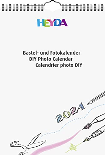 Heyda Hantverkskalender 2024, 1 ark = 1 månad A4, omslagsblad: vit, månadsblad: vit