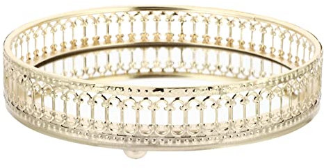 1 pc Gâteau Servir for Cosmétique Clé Dessert Verre Coeur Motif Apéritif Platte Présentoir Rond Titulaire Stockage Dressing Anneau Doré Vanité Creux Clair Boucles D'oreilles Fromage avec Bijoux boîte