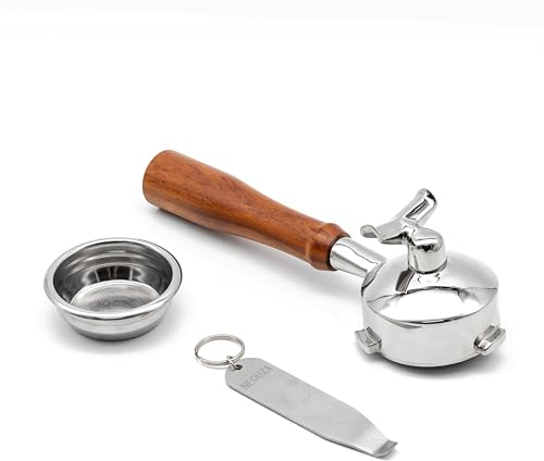 NEOUZA 58mm Three Ears Portafilter for Espresso Coffee Machine Compatible with Breville Sage Barista Max,Double Spouts,Non-pressurized Basket,Basket Removal Tool