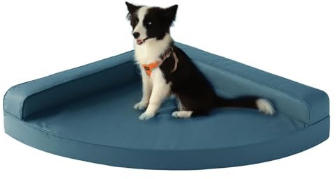Rucener Dreieckiges Hundebett für Verschiedene Größen, superweiche orthopädische Welpenmatte mit abnehmbarem Bezug, Haustiersofa-Polsterbett und waschbare Hundebetten (Blau, XXL)