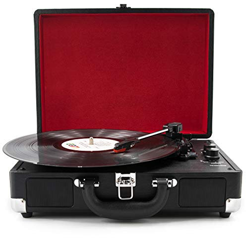 Aioneer Suitcase Record Player, Bluetooth Turntable With Built-In Stereo Speakers, 3-Speed Vinyl Player, Supports Aux Rca Headphone Jack