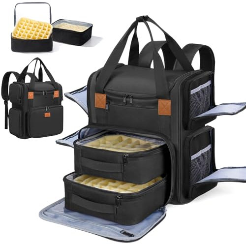 Yokilly Sac pour Rangement Vernis à Ongle: Grande Double Couche Rangement Vernis à Ongle pour 84 Bouteilles (15 ML) et Une Lampe à Ongles (Noir, Très Grand)