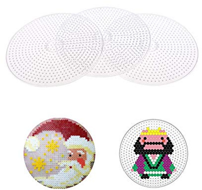 pistro Perler - Tableros de cuentas de plástico transparente de 5 mm, redondos, para manualidades, juguete, 3 unidades