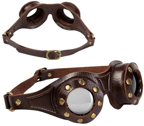 Occhiali da moto vintage, occhiali steampunk, regolabili, alla moda, per uomini del deserto, alpinismo, donne, cosplay, feste, convegni anime