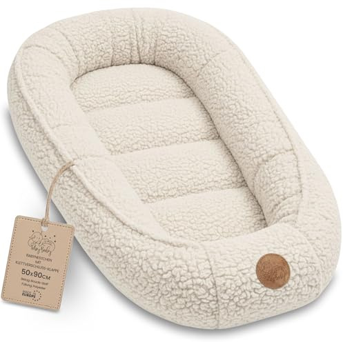 Nido Neonato Riduttore Letto boucle 90x50 cm - Babynest Portatile per Culla Lettino Morbido Coccola Cocoon Bimbo Bimba Camera Neonati Crema