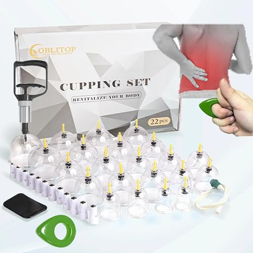 Cupping Therapy Set 22 Cups, Large Size V2.0 for Women Men Vacuum Cup for Body Muscle Back Pain Relief Massage Suck Cellulite Suction Device Cups Cupping Therapy Set