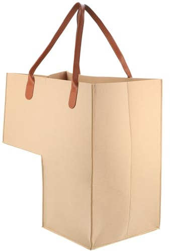 MOTHNUR Grande Cesto Portabiancheria Pieghevole in Feltro Beige, Organizer per Vestiti e Giocattoli, Contenitore per Bucato Domestico Manici, Adatto per Scale e Uso in Camera da Letto