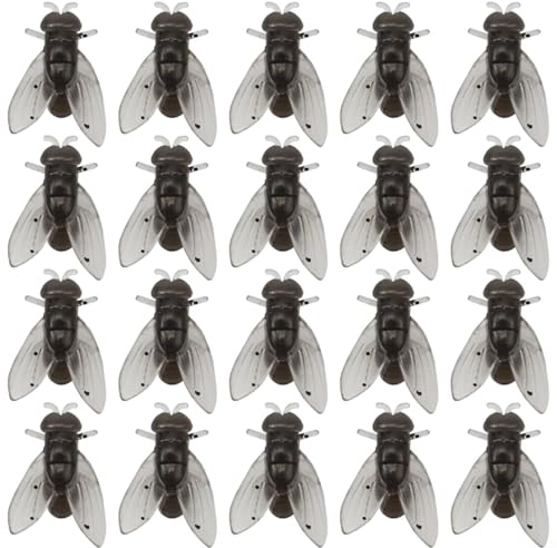 FACAIIO 20 piezas de pesca con mosca para cebo suave, señuelos de plástico realistas para trucha, lubina, salmón, lucio, equipo de mosca seca en tamaños de 11/17/21 mm (S verde oscuro)