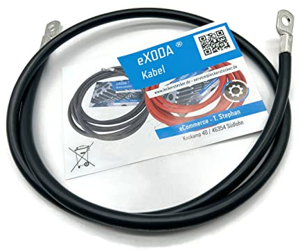 eXODA Batteriekabel 25 mm² 100 cm M8 Schwarz flexible Qualität mit 99 9% Kupfer für Auto Boot Motorrad temperaturbeständig bis 70° H07VK hohe Zuverlässigkeit und Leistung