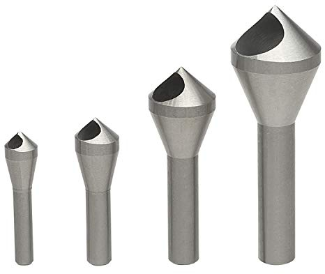 LESOLEIL Countersink Chamfer Deburring Drill Bit Set, 4 Pcs Titanium Coated Countersink Metal Deburring Drill Bits Tool for DIY Wool Metal Plastic Silver