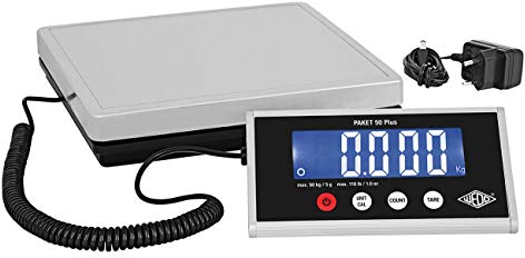 Wedo 507605005 Paket-Waage mit Zählfunktion 50 Plus inkl. Netzgerät, 50kg/ 5g