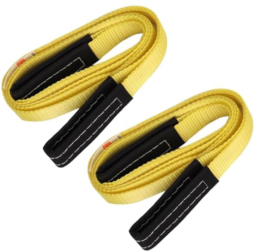 XSTRAP STANDARD 2PK 1''x 8FT Lift Sling Web Strap/Wear Guard End, Heavy Duty Flat Eye Lifting Sling with 2 Reinforced Loops for Tree Saver Lifting Furniture Appliances Machine