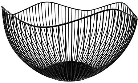 DMAR Nero Fruttiere 25x14cm Metallo Portafrutta, Grande Cestino per Frutta, Moderno