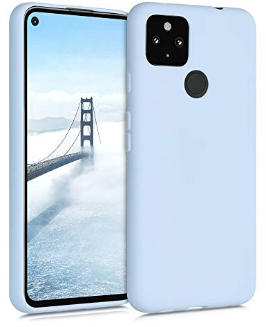 kwmobile Hülle kompatibel mit Google Pixel 4a 5G Hülle - weiches TPU Silikon Case - Cover geeignet für kabelloses Laden - Hellblau matt