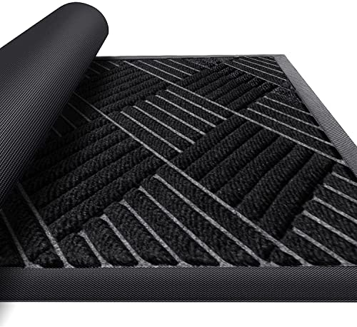 Purejoy Fußmatte Außen & Innen 60x90cm Gummi Rutschfester Design Matte für die Haustür Eingangstürmatte, Waschbar Schmutzfangmatte für Niedriger Eingangsteppich