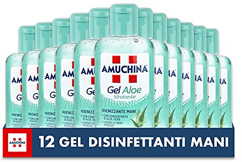 Amuchina Gel Aloe con Antibatterico, 12 Flaconi da 80 ml