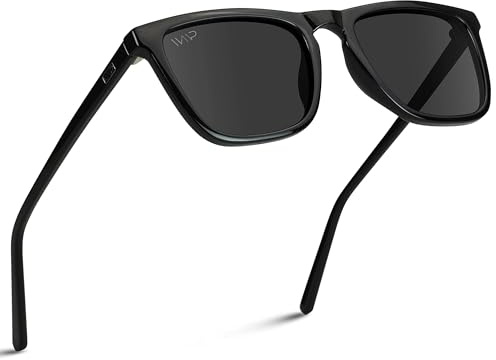 WearMe Pro - Polarized Lens Square Modern Sunglasses for Men (Black Frame/Black Lens)